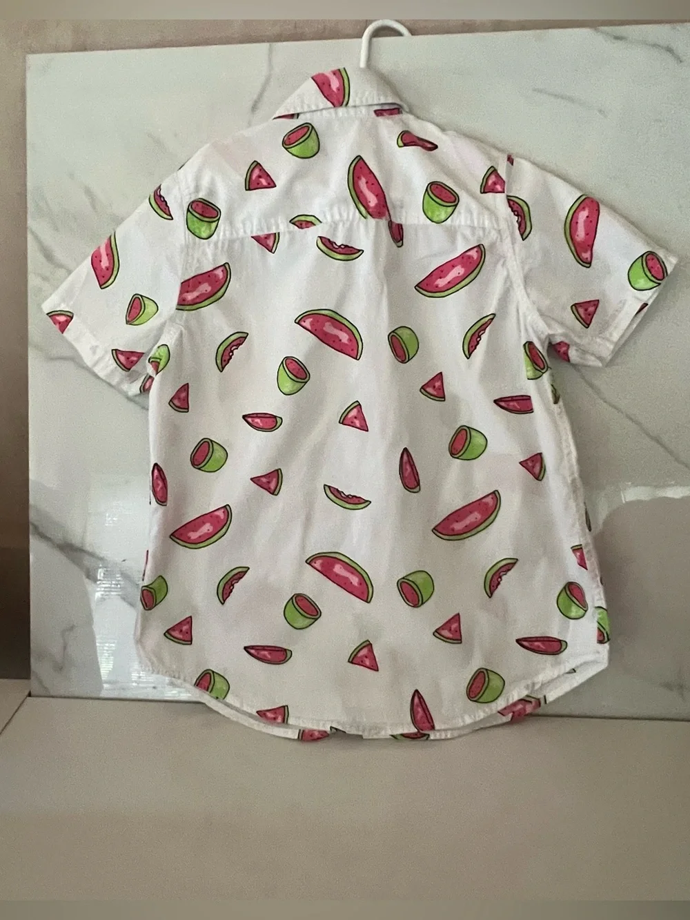 Arizona jeans co button down boys shirt  White with pink watermelon 🍉 slices and